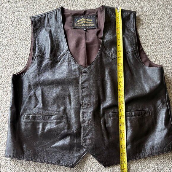 Leather Cult Custom Hand Crafted Hide Couture Brown Leather Vest – XL - Picture 10 of 10